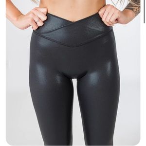 Curves n combat boots shimmer leggings